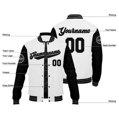 Custom Varsity Jacket Letterman jacket for Men, Women and Youth Black White enthsush