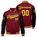 Custom Varsity Jacket Letterman jacket for Men, Women and Youth Crimson Black Yellow enthsush