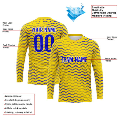 Custom Basketball Soccer Football Shooting Long T-Shirt for Adults and Kids Wave-Yellow enthsush