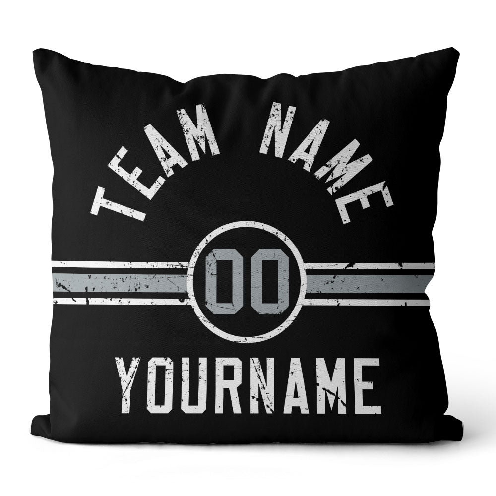 Custom Football Throw Pillow for Men Women Boy Gift Printed Your Personalized Name Number Black & White & Gray enthsush
