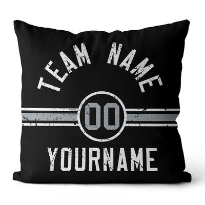 Custom Football Throw Pillow for Men Women Boy Gift Printed Your Personalized Name Number Black & White & Gray enthsush