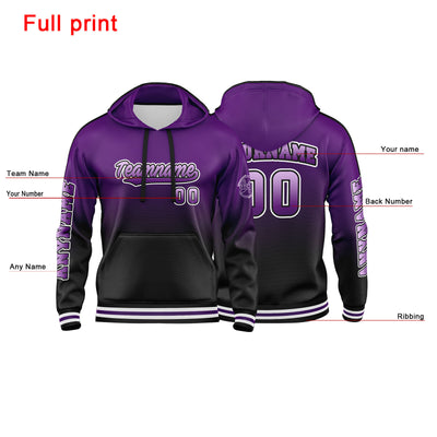 Custom Purple Black Sweatshirt Hoodie For Men Women Girl Boy Print Your Logo Name Number enthsush