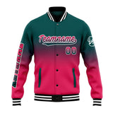 Custom Gradient Varsity Jacket Letterman jacket for Men, Women and Youth Dark Green&Pink