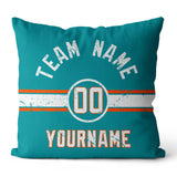 Custom Football Throw Pillow for Men Women Boy Gift Printed Your Personalized Name Number Aqua & Orange & White