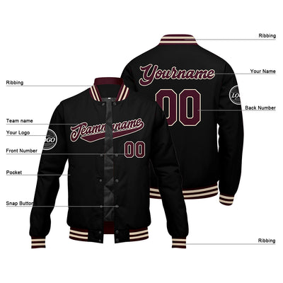 Custom Varsity Jacket Letterman jacket for Men, Women and Youth Marroon Black enthsush
