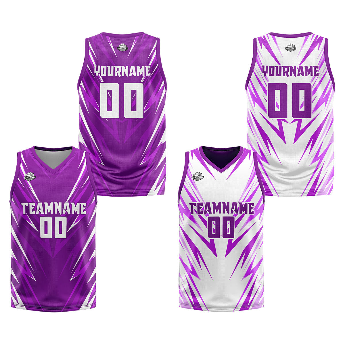 Custom Purple Reversible Basketball Suit for Adults and Kids Personalized Jersey enthsush