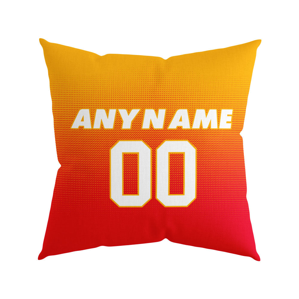 Custom Football Throw Pillow for Men Women Boy Gift Printed Your Personalized Name Number Red&Yellow&White enthsush