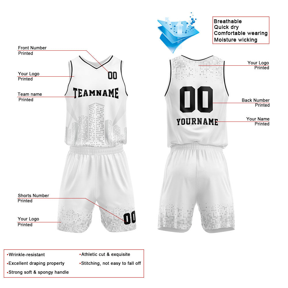 Custom Basketball Jersey Uniform Suit Printed Your Logo Name Number White-Night View enthsush