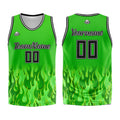 Custom Basketball Jersey Uniform Suit Printed Your Logo Name Number Flame&Green enthsush