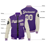 Custom Varsity Jacket Letterman jacket for Men, Women and Youth Purple Cream