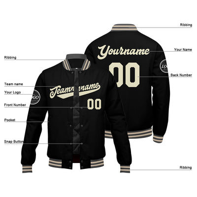 Custom Varsity Jacket Letterman jacket for Men, Women and Youth Grey Black Cream enthsush