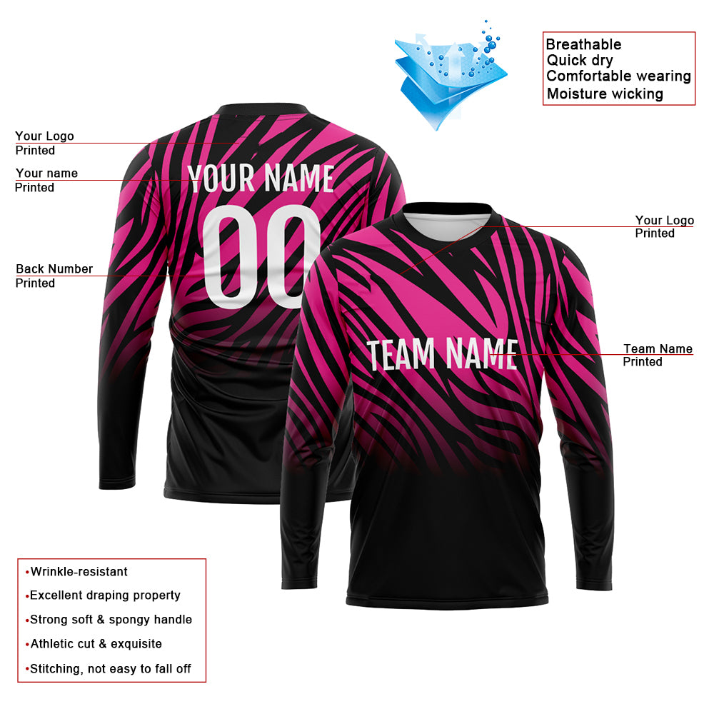 Custom Basketball Soccer Football Shooting Long T-Shirt for Adults and Kids Black-Pink enthsush