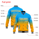 Custom Gradient Varsity Jacket Letterman jacket for Men, Women and Youth Light Blue&Orange