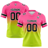 Custom Pink&Chartreuse Gradient Football Jersey Personalized Football Shirts for Men Women  Printed Team Name Number Logo