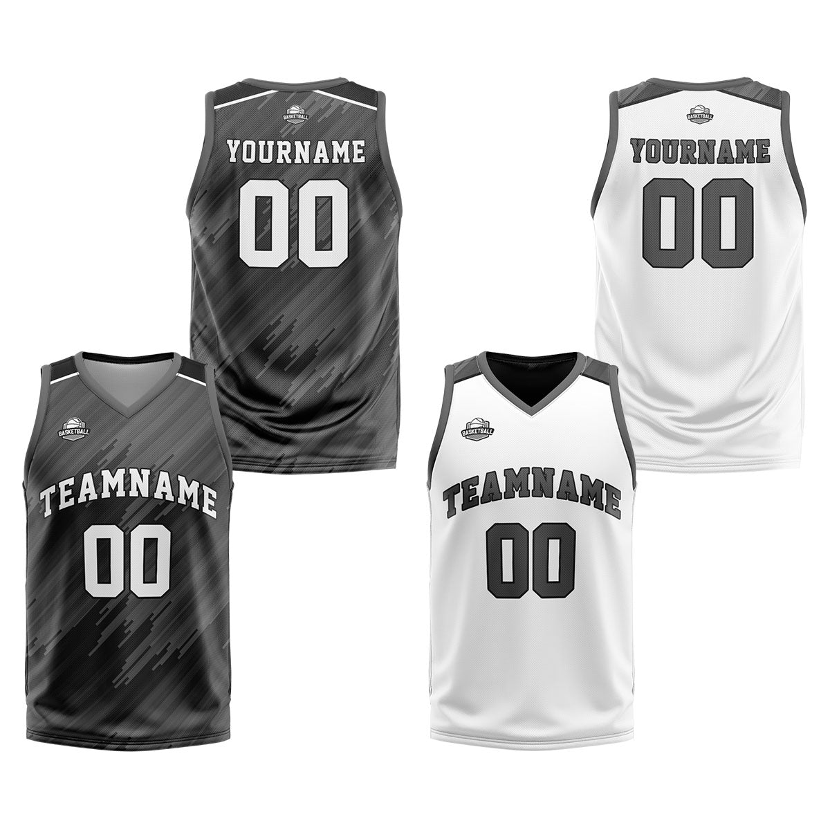 Custom Grey Reversible Basketball Suit for Adults and Kids Personalized Jersey enthsush