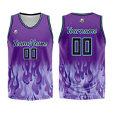 Custom Basketball Jersey Uniform Suit Printed Your Logo Name Number Flame&Purple