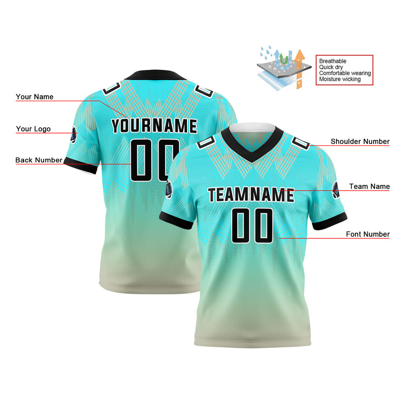 Custom Blue Black Reversible Football Jersey Personalized Gradient Football Shirts for Men Printed Team Name Number Logo