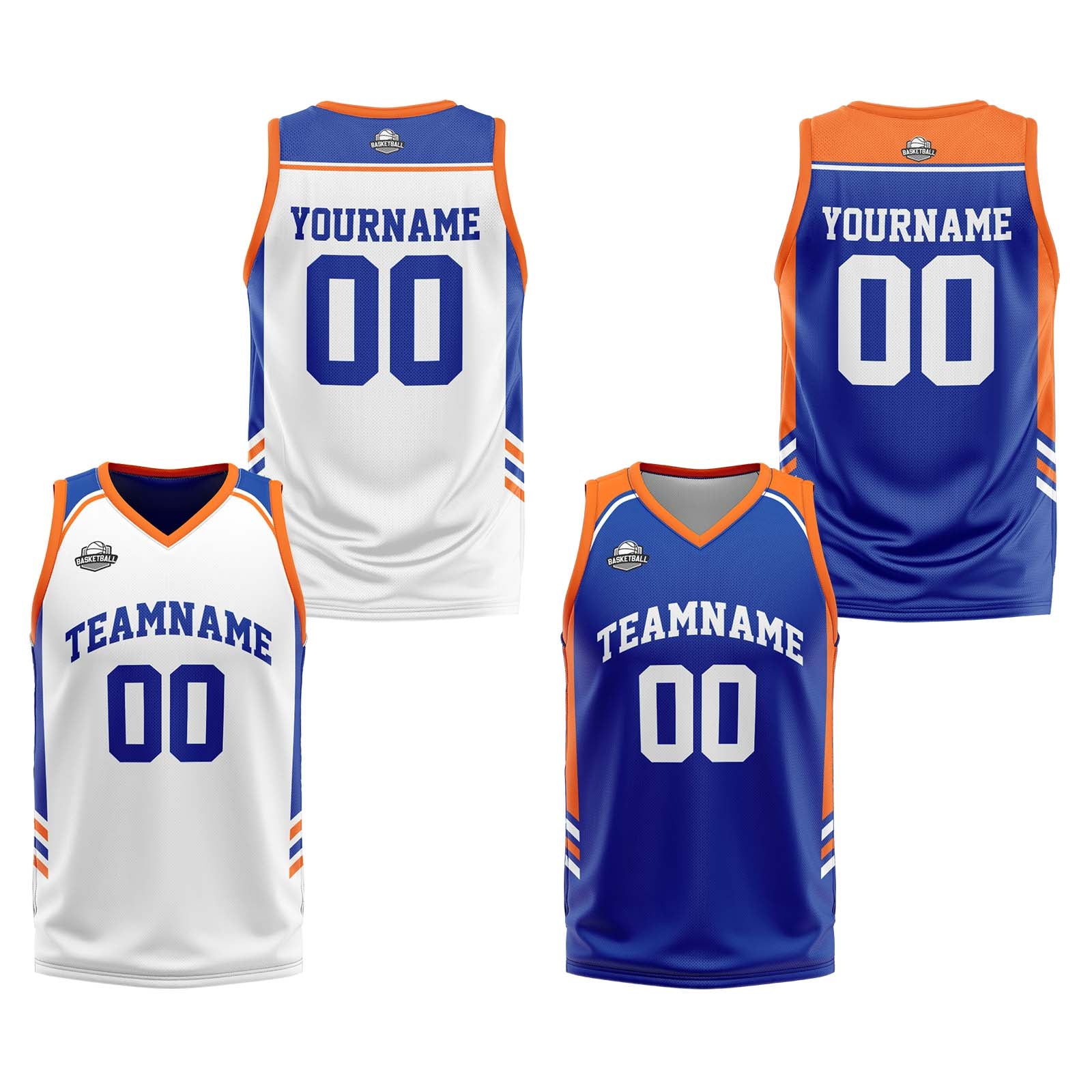 Custom Orange Royal Reversible Basketball Suit for Adults and Kids Personalized Jersey enthsush