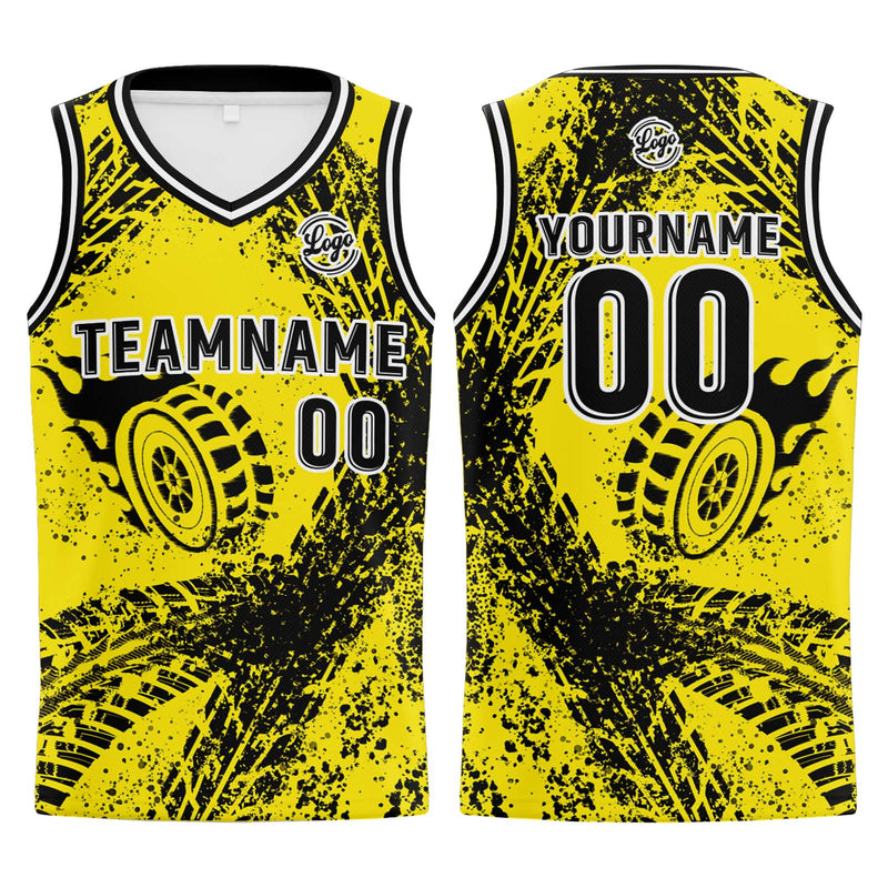 Custom Yellow Black Basketball Jersey Uniform Suit Printed Your Logo Name Number
