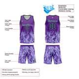 Custom Basketball Jersey Uniform Suit Printed Your Logo Name Number Flame&Purple