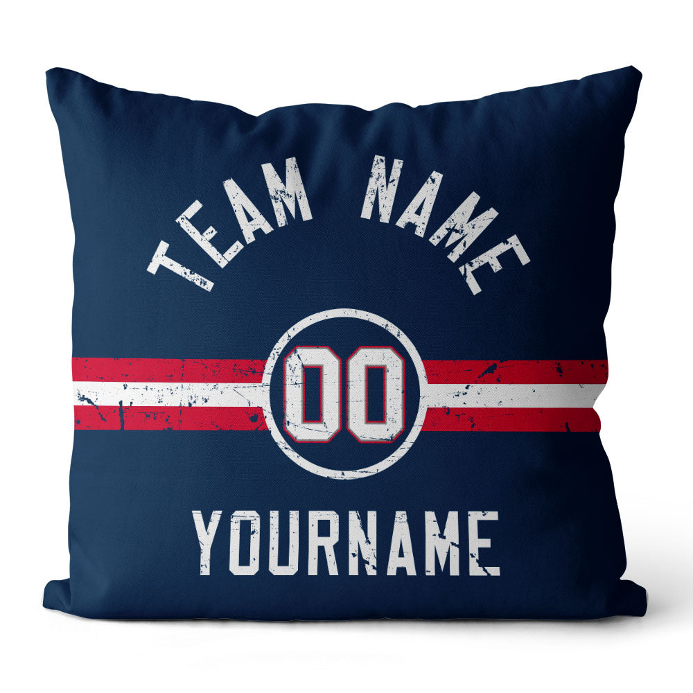 Custom Football Throw Pillow for Men Women Boy Gift Printed Your Personalized Name Number Navy & Red enthsush