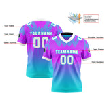 Custom Rose Blue Reversible Football Jersey Personalized Gradient Football Shirts for Men Printed Team Name Number Logo