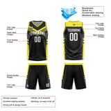 Custom Black White Yellow Reversible Basketball Suit for Adults and Kids Personalized Jersey