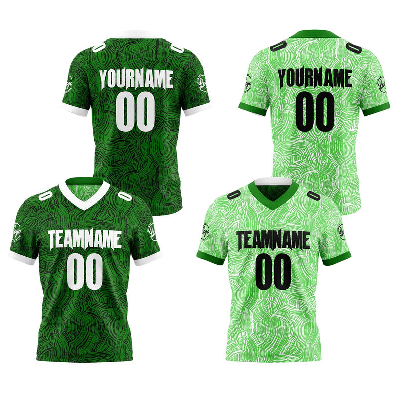 Custom Green Black White Reversible Gradient Football Jersey Personalized Football Shirts for Men Women  Printed Team Name Number Logo