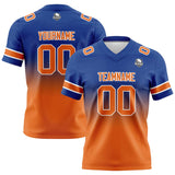 Custom Royal&Orange Gradient Football Jersey Personalized Football Shirts for Men Women  Printed Team Name Number Logo