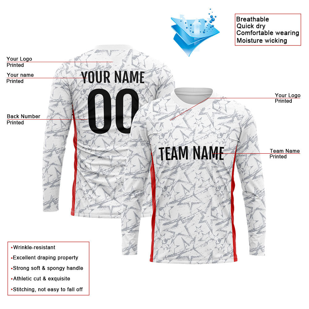 Custom Basketball Soccer Football Shooting Long T-Shirt for Adults and Kids Star-White enthsush