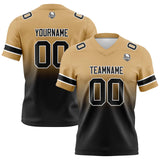 Custom Gold Black Gradient Football Jersey Personalized Football Shirts for Men Women  Printed Team Name Number Logo