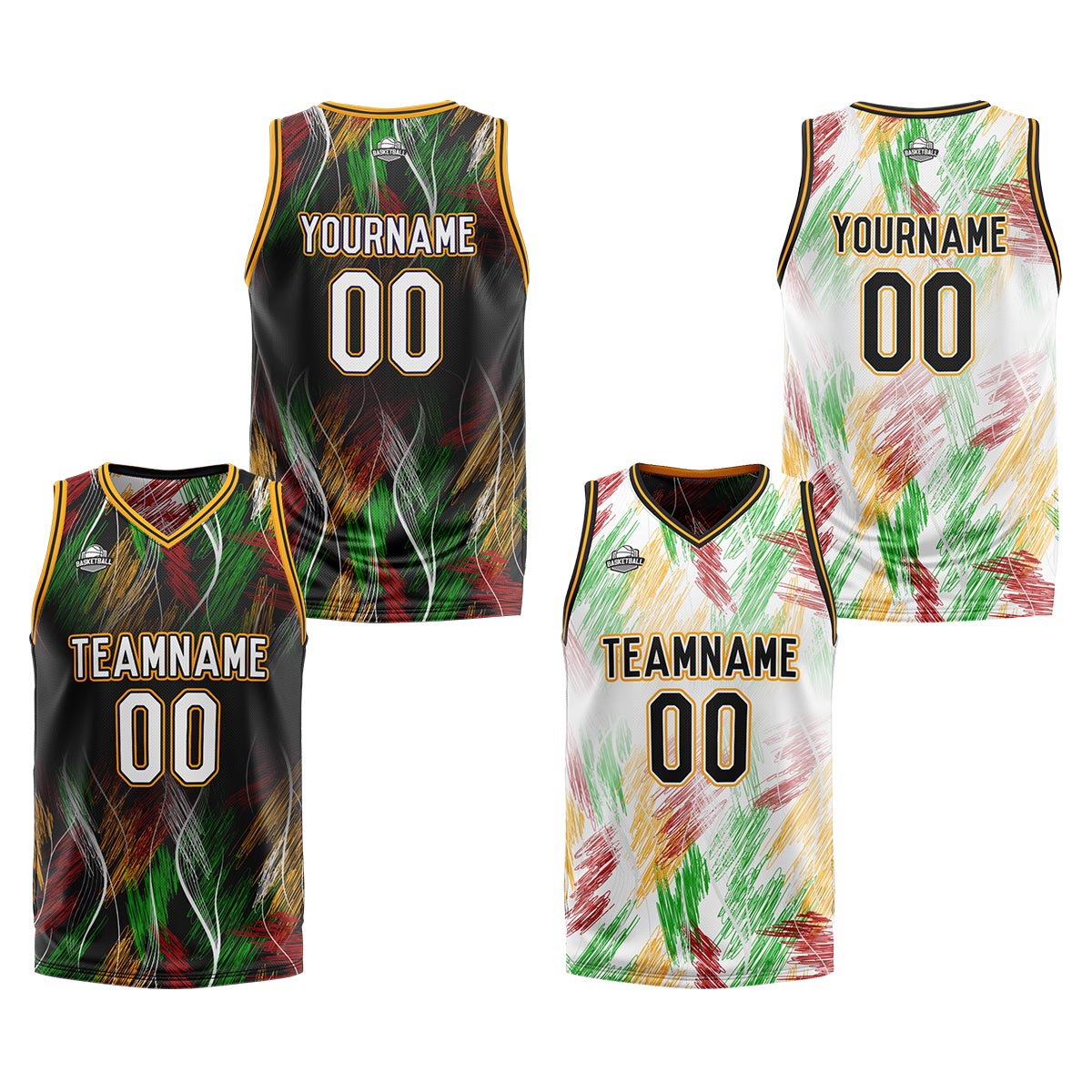 Custom Black Orange Reversible Basketball Suit for Adults and Kids Personalized Jersey enthsush