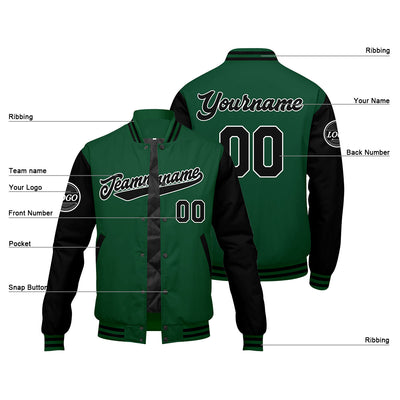 Custom Varsity Jacket Letterman jacket for Men, Women and Youth Green Black enthsush