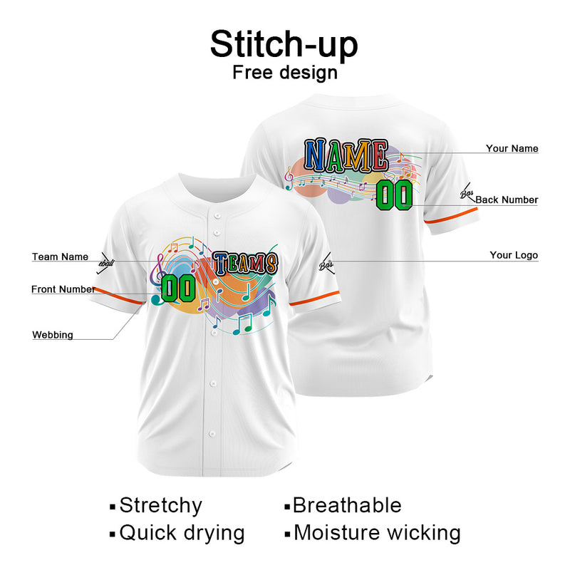 Custom Full Print Design Authentic Baseball Jersey white-orange