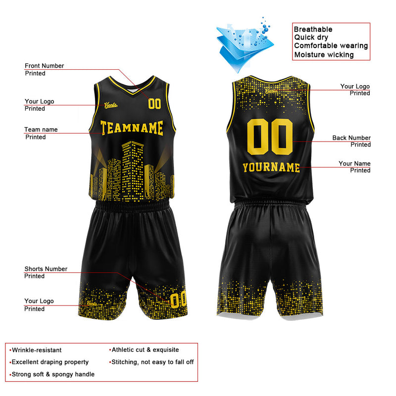 Custom Basketball Jersey Uniform Suit Printed Your Logo Name Number Black-White