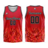 Custom Basketball Jersey Uniform Suit Printed Your Logo Name Number Flame&Red