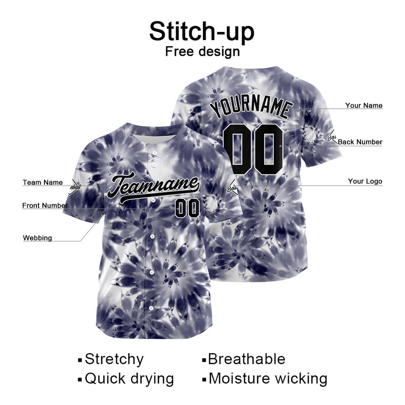 Custom Full Print Design Authentic Baseball Jersey purple gray