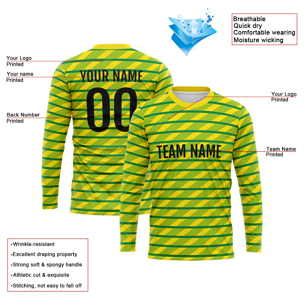 Custom Basketball Soccer Football Shooting Long T-Shirt for Adults and Kids Yellow-Green enthsush