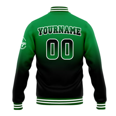 Custom Gradient Varsity Jacket Letterman jacket for Men, Women and Youth Green&Black enthsush
