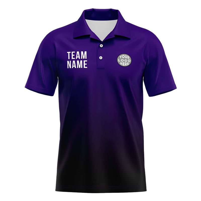 Custom Purple Black Football Polo Shirts Add Your Unique Logo/Name/Number