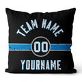 Custom Football Throw Pillow for Men Women Boy Gift Printed Your Personalized Name Number Black & Royal & White enthsush