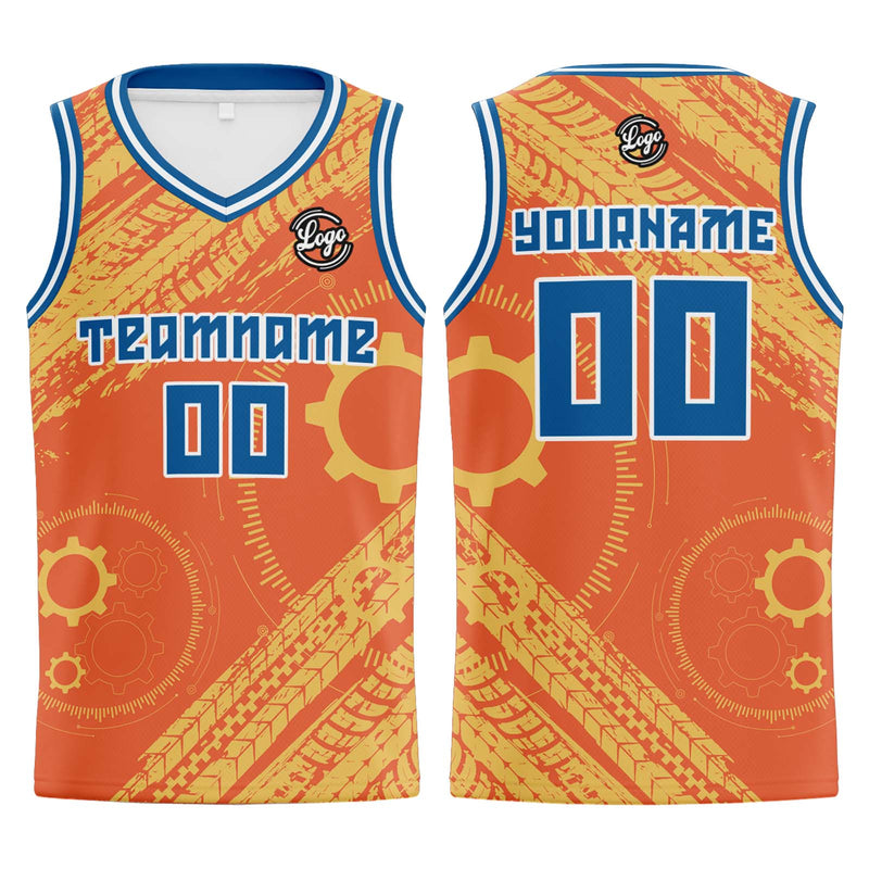 Custom Orange Blue Basketball Jersey Uniform Suit Printed Your Logo Name Number