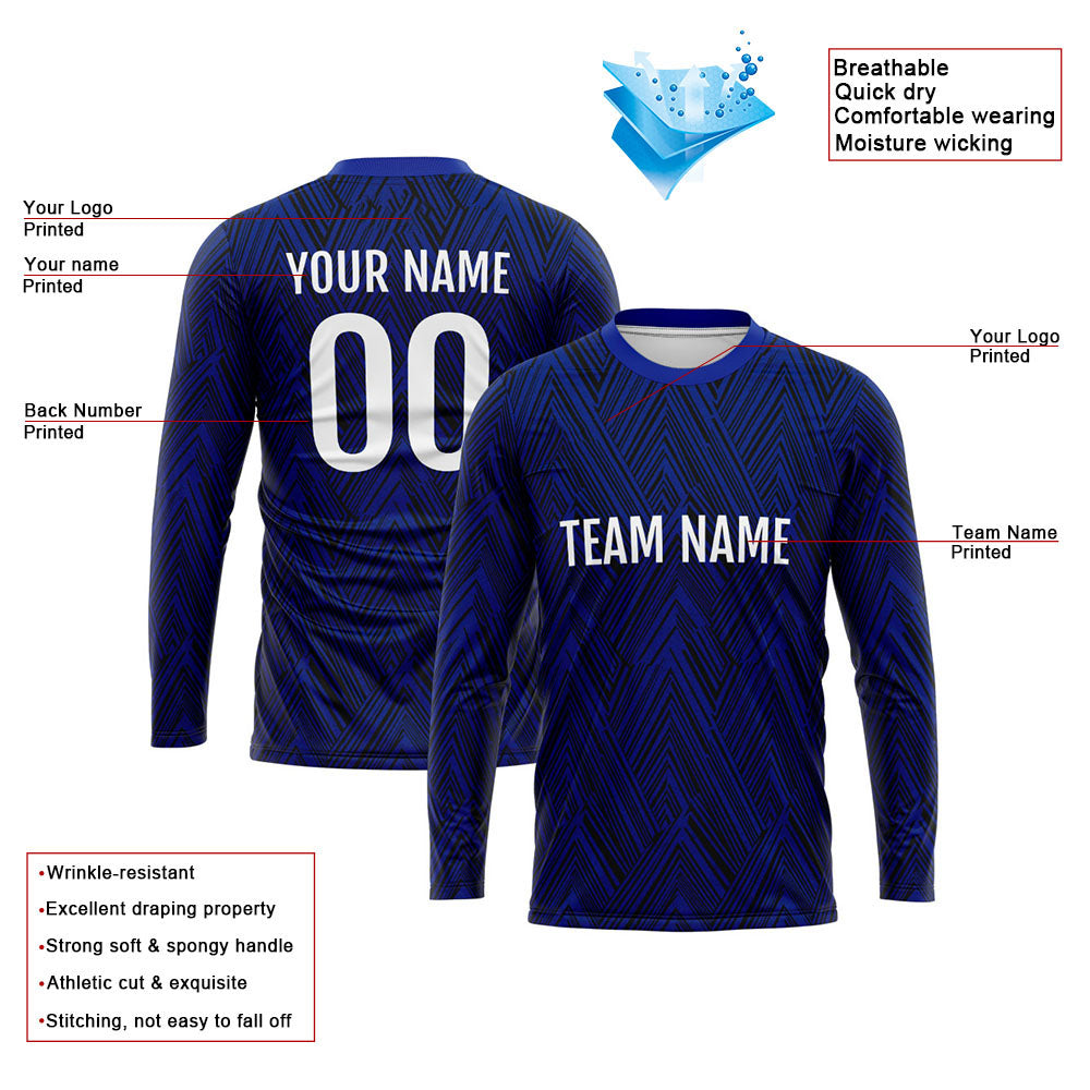 Custom Basketball Soccer Football Shooting Long T-Shirt for Adults and Kids Black-Royal enthsush