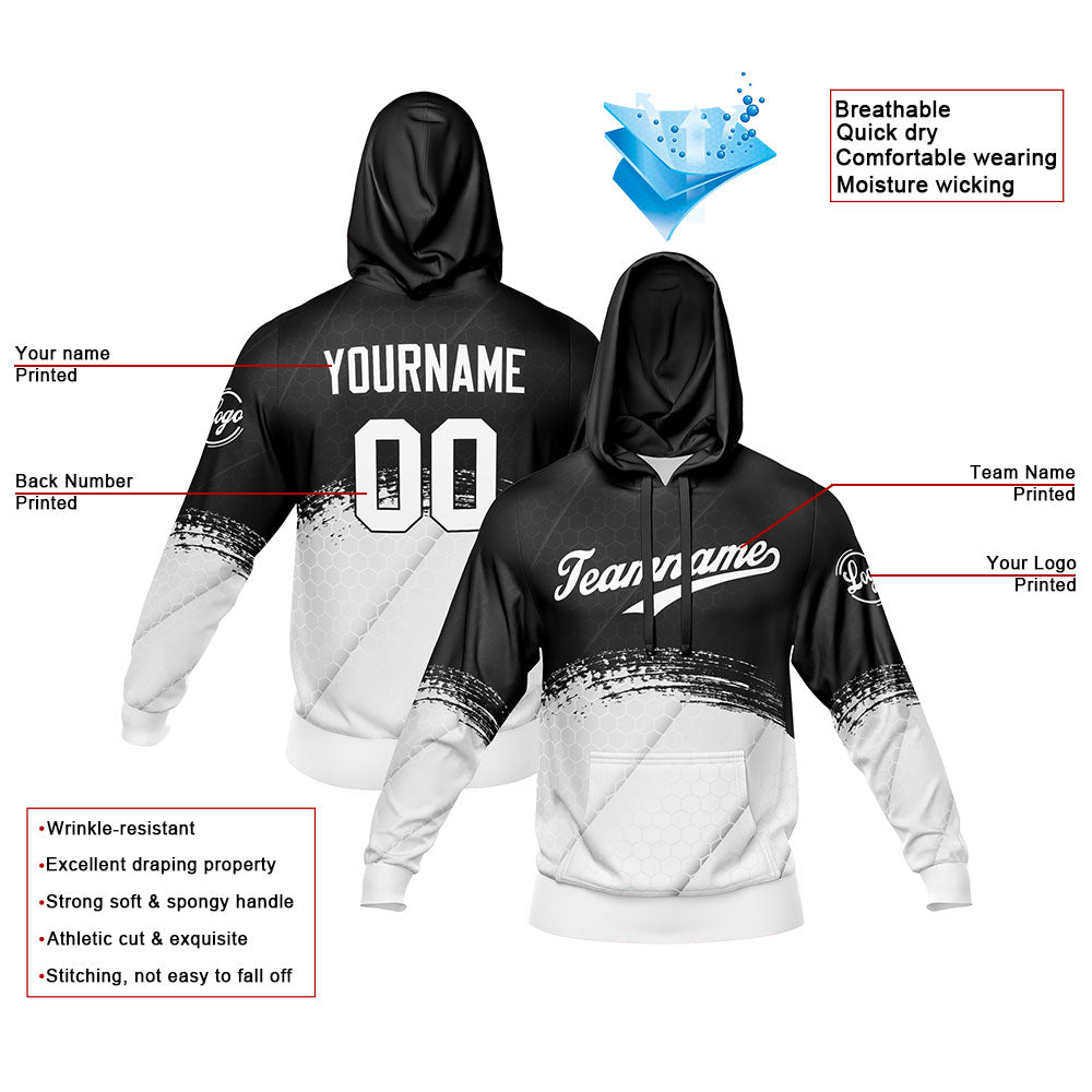 Custom Black White Sweatshirt Hoodie For Men Women Girl Boy Print Your Logo Name Number enthsush
