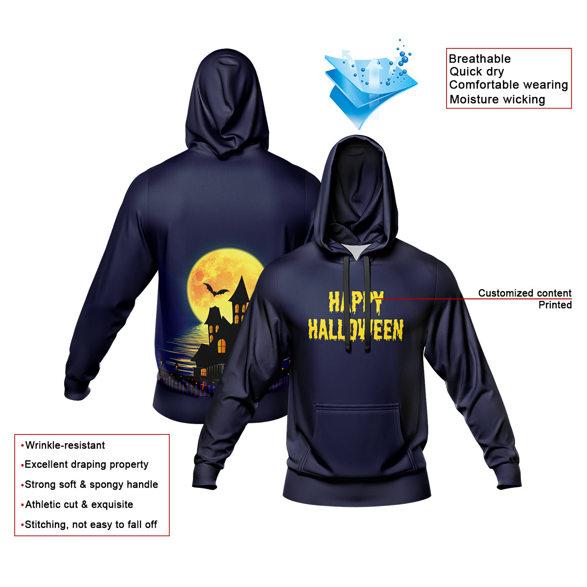 Custom Sweatshirt Hoodie Add Text and Design Personalized Halloween Hooded Sweatshirt enthsush