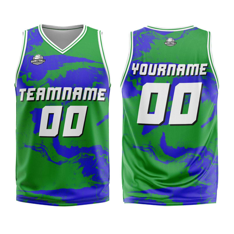 Custom Tie-dye Green Blue Basketball Jersey Uniform Suit Printed Your Logo Name Number