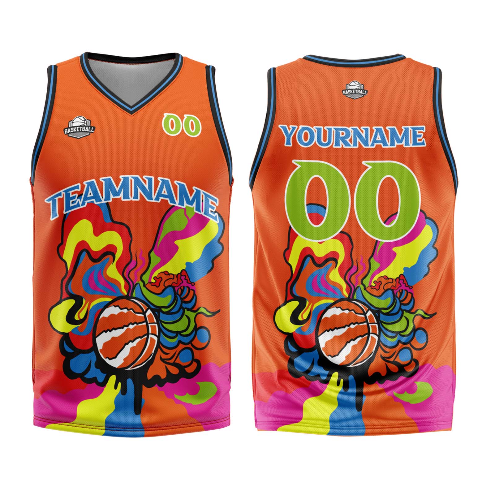 Custom Orange Basketball Jersey Uniform Suit Printed Your Logo Name Number enthsush