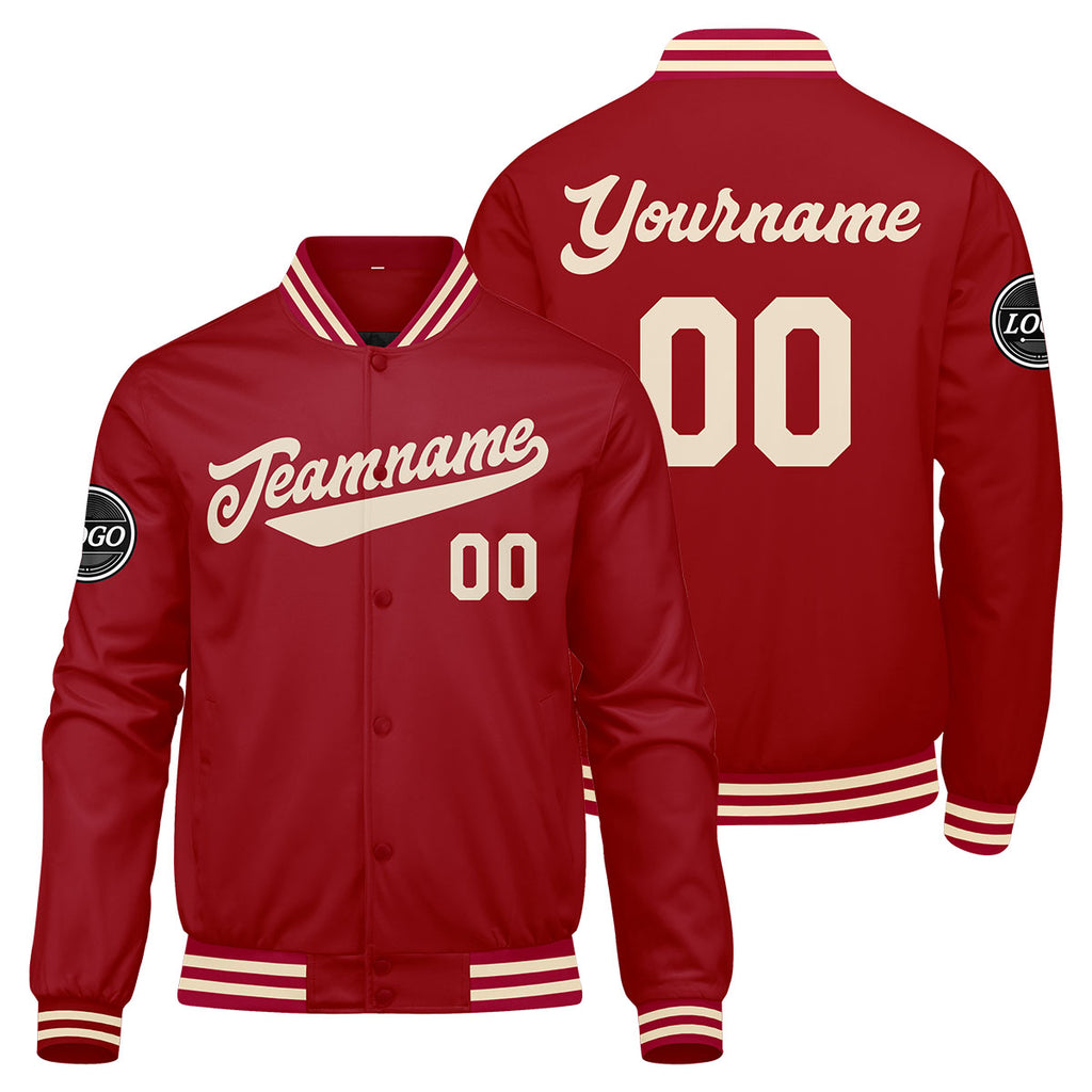 Custom Varsity Jacket Letterman jacket for Men, Women and Youth Red Cream enthsush