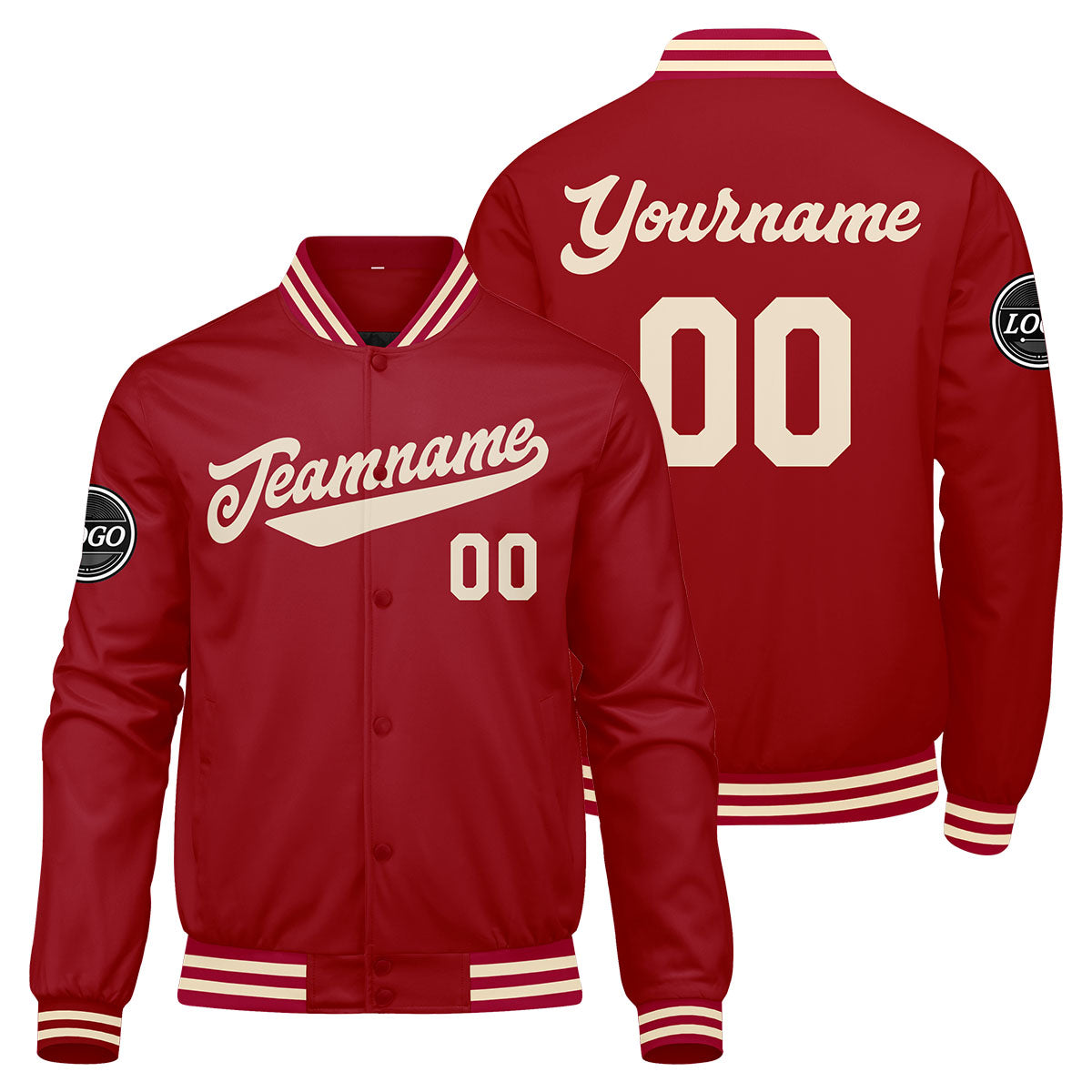 Custom Varsity Jacket Letterman jacket for Men, Women and Youth Red Cream enthsush