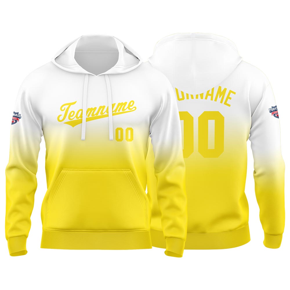Custom Gradient Hoodie For Man Woman Girl Boy Print Your Logo Name Number Yellow enthsush